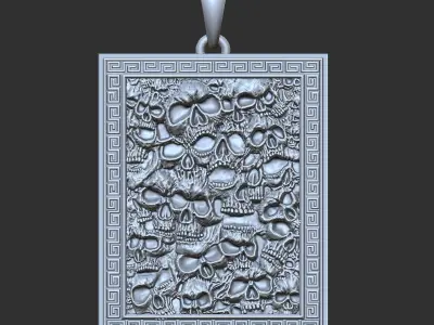 Skulls silver pendant 3D print model