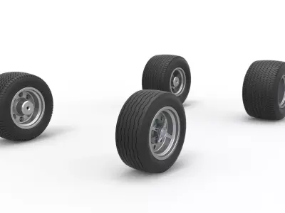 Wheel set of Northeast Dirt Modified stock car V5 Scale 1 to 25 3D print model