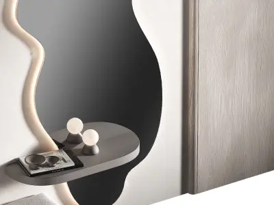 Hallway furniture kit Wavy shape large mirror 3D model