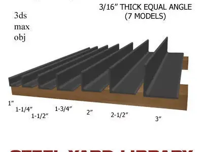 3 16in Thick Equal Angle 3D model