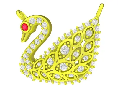 Luxury Swan Pendant with Pave Diamond and Gemstone Design  4256 3D print model