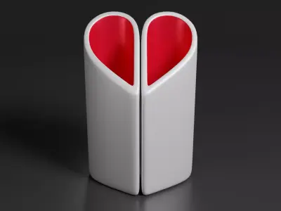 Heart Dual Vase 2 pieces Art gift for Valentines day 3D print model