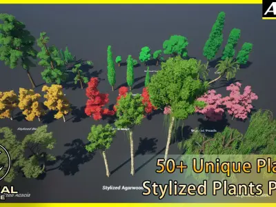 HighQuality Stylized Plants Pack Gameready Low-poly 3D model