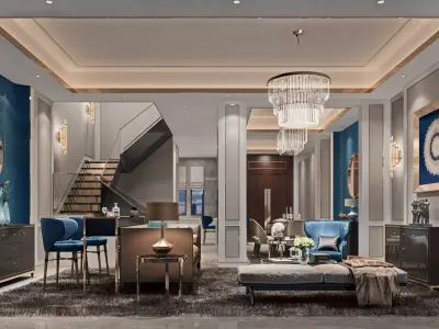 Luxury living room interior 3D model