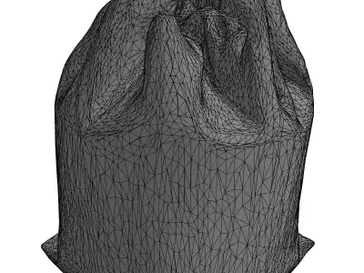 Realistic Burlap Sack Drawstring Bag Low-poly 3D model