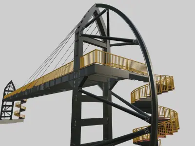Steel Pedestrian Bridge-Spiral Stair-Sailing Type-16 3D model