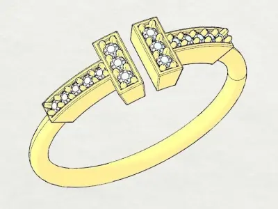 ladies Diamond Ring 3D print model