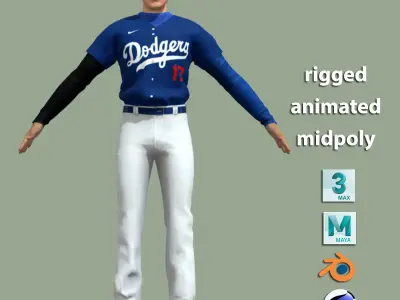 T-Pose Rigged Shohei Ohtani Los Angeles Dodgers 3D model