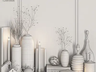 decorative set 66 Low-poly 3D model