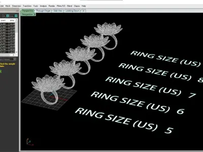 gold fusion flower ring  3D print model
