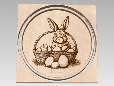 Easter Bunny Tray 3 - Digital Files for CNC Router 3D model