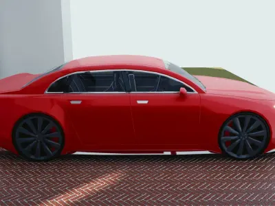 BLENDER EEVEE Brandless Small 4 door sedan Low-poly 3D model