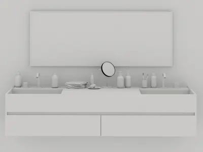 Double Washbain Design - White Marble 3D model