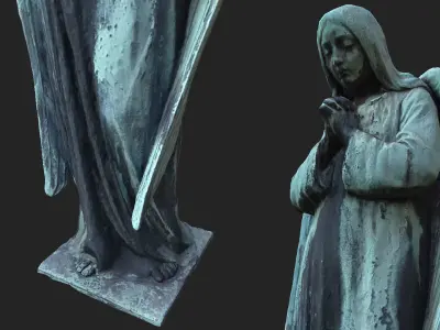 Old Angel Statue PBR Low-poly 3D model