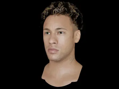 Neymar Jr Junior soccer player head 3d model Low-poly 3D model