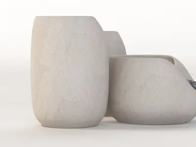 Ceramic Vases With Raw Stones By Martin Azua 3D model