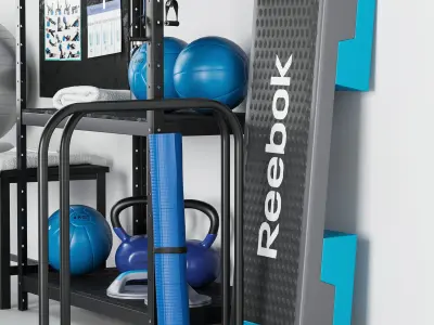 Sports set two dumbbells on mat 3D model