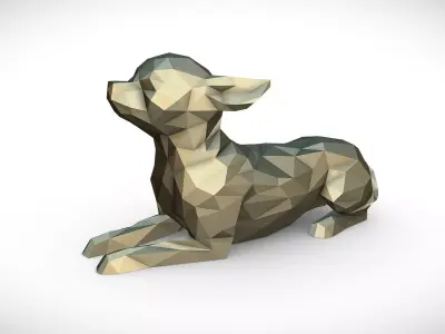Chihuahua figure low poly 3D print model