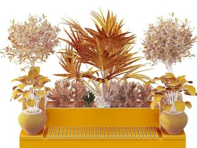 Tree and bush garden box outdoor VOL 18 3D model