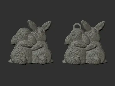 bunny hugging decor  3D print model