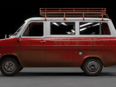 Ford Transit Mk1 Minibus Low-poly 3D model