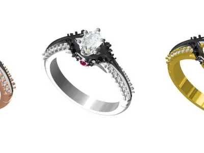 Evil Queen Black Rhodium Engagement Ring 3D print model