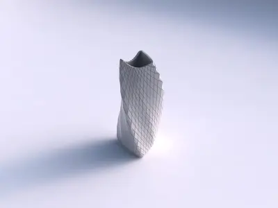 Vase twist curved tipping triangle 2 with diagonal grid plates 3D print model