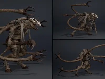 Mist Barbarian Tentacle Low-poly 3D model