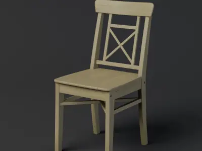 Wooden Chair Low-poly 3D model get