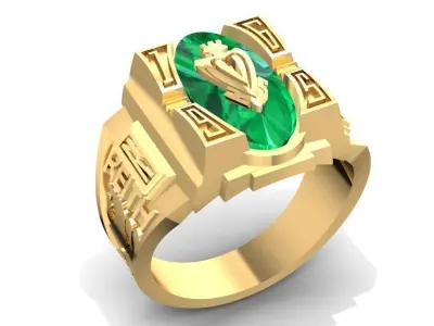 Mens Shield Gemstone Ring 3D Model 1076 3D print model