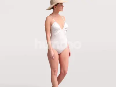  Humano Beautiful Woman in swimsuit sitting pool-2511-032-7274 3D model