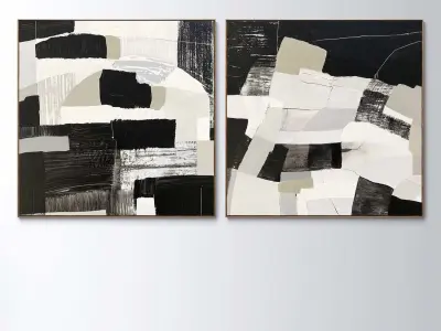 Plaster two square photo frames 51 Low-poly 3D model