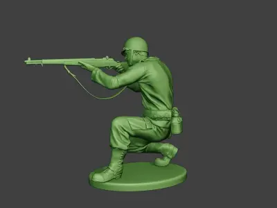 American soldier ww2 Shoot Crouch A12 3D print model