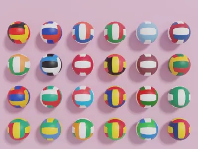 Flag Volleyball Ball Collection 3D model