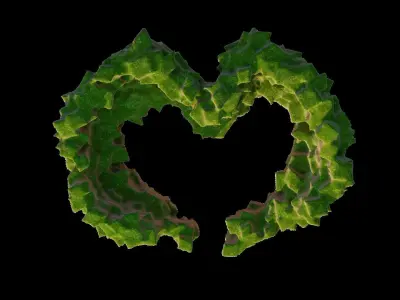 Love Hills heart shape terrain landscape and WET effect 3D model