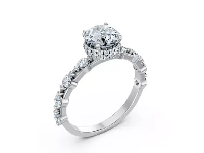 Luxury Heavy Pave Solitaire Diamond Ring 3DM File 3D print model
