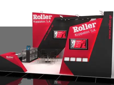 Booth Exhibition Stand 2 Side Open  Stall 7x6m Height 400 cm 3D model