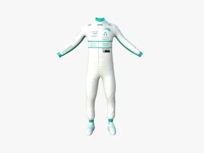 Racing Pilot Uniform A02 White Blue - Character Clothing Design Low-poly 3D model