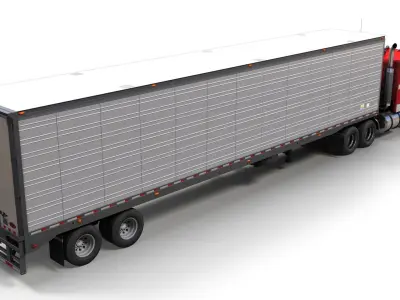 Peterbilt 362 van trailer truck Low-poly 3D model