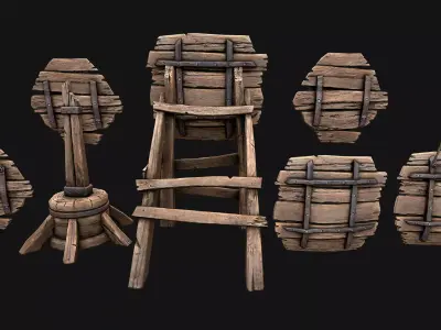Medieval Wooden Combat Target  Shooting Range Furniture Low-poly 3D model