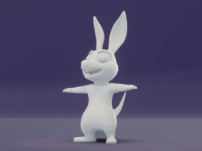 Cartoon Kangaroo Animated and Rigged Base Mesh 3D Model Low-poly 3D model