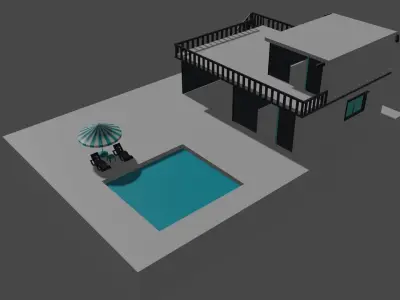 Luxury villa Low-poly 3D model