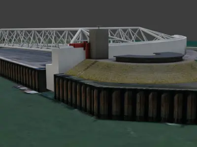  Maeslantkering storm surge barrier 3d model Low-poly 3D model