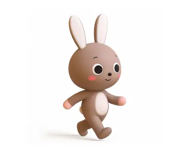 Cute Bunny Rabbit - Rigged and Animated Low-poly 3D model