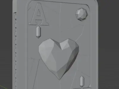 Gold Ace of Hearts 3D 3D model