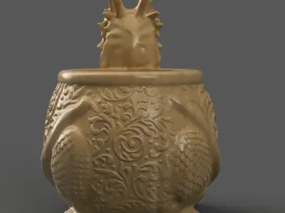 dragon planter - vase - garden urn - candy dish -candle holder 1 3D print model