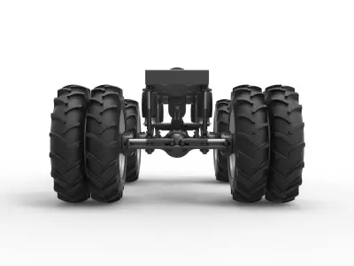 Chassis of Vintage Monster Truck double wheels Scale 1 to 25 3D print model