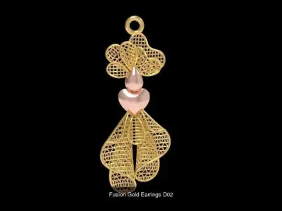 Fusion Gold Earrings EAD Collection 3D Model Pack