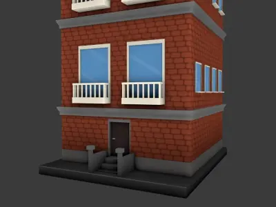 Cartoon Stylized Building Low-poly 3D model