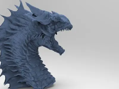Dragon head roar posed head 3D model